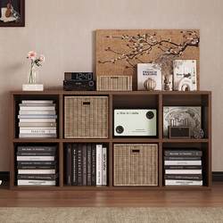 Simple Bookshelf, Low Cabinet, Small Apartment Living Room, Large Capacity, Floor-Standing, ins Style Long Storage Cabinet, Wall-Mounted, Balcony, Pull-Out Cart