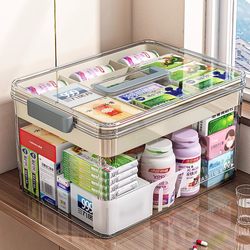 Japanese-Style Household Medicine Box, Family-Sized Medicine Storage Box, Multi-Layer Large-Capacity Medicine Storage Box, Children's Small Medicine Box