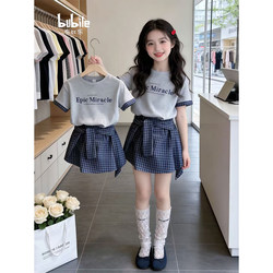Girls' Summer Outfit 2026 New Style Children's Summer Super Cute Short-Sleeve T-Shirt for Older Girls Summer Outfit Dress Summer
