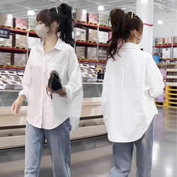 Early Spring White Shirt for Women, High-End, Light Luxury, Age-Reducing, Stylish, 2026 New Model, Long-Sleeved, Turn-Down Collar Shirt, Versatile Top