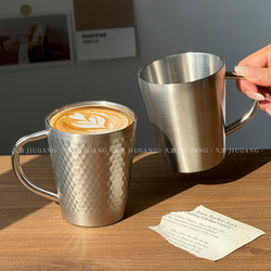 American-Style 304 Stainless Steel Mug, Double-Layered Milk Coffee Cup, Household Drinking Cup, Anti-Fall Beer Breakfast Cup