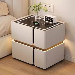 Smart Bedside Table, Simple, Modern, Multi-Functional, with Wireless Charging Audio, Light Luxury Bedroom, Home Solid Wood Bedside Table