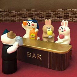 Japanese Zakka Miscellaneous Goods Cute Bar Cat Bartender Rabbit ins Style Scene Bar Counter Desktop Decoration Ornaments