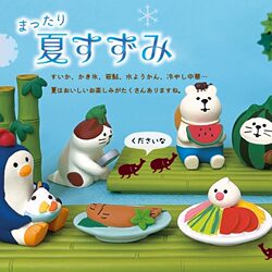 Japanese Cat Zakka Summer Watermelon Cat Trendy Toy Figure Cute Healing ins Style Garden Desktop Ornament Gift