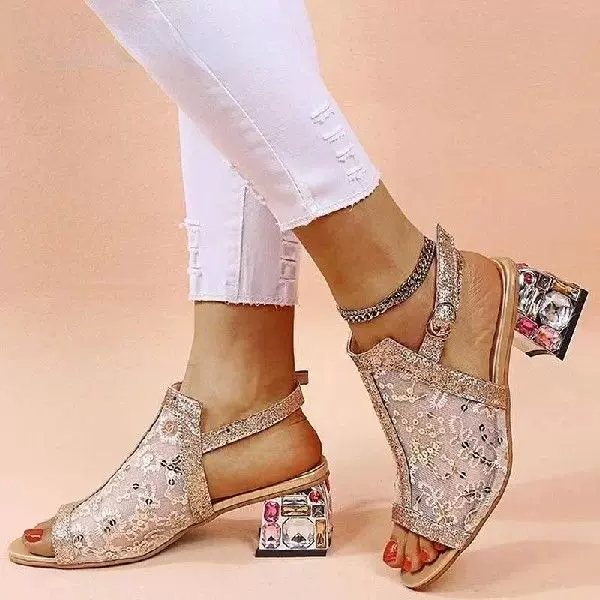 2023 New Women Summer Fashion Mid Heels Peep Toe Shoes for W-Taobao