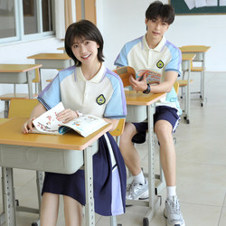 Elementary School Students' Fifth and Sixth Grade Class Uniforms, Summer Suits, Korean Style College-Style Short-Sleeved T-Shirts, Graduation Photos for Junior High School and High School Students