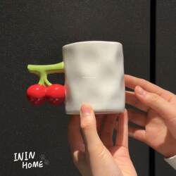Cherry Mug, Apple Banana Mug, Niche Design Coffee Cup, Couple Cup, Creative Ceramic Milk Breakfast Cup