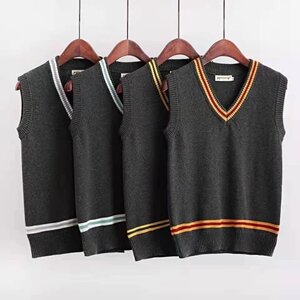 Harry Potter's same V -neck sweater COS cos daily men's school uniforms JK uniform pure cotton vest
