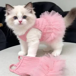 Spring and Summer Pet Clothes, Thin Princess Tutu Skirt, Dog and Cat Suspender Dress, Kitten Golden Tabby Cool Clothing