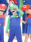 Halloween cosplay anime trang phục cha mẹ-con chơi người lớn và trẻ em Mario quần áo Super Mario áo liền quần 