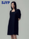 2024 summer new SJYP elegant square collar puff sleeve small black skirt A-line dress