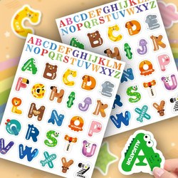 Cartoon Animal Alphabet Stickers for Kindergarten Children, Educational Reward Stickers, Learning Foreign Languages, Fun Alphabet Stickers, Cute DIY Handbook Material, Decorative Stickers, Self-Adhesive Waterproof Stickers