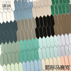 Simple Arrow-Shaped Mosaic Tiles Black and White Green Diamond-Shaped Glazed Tiles Kitchen Bathroom Dining Room Bar Counter Background Wall Tiles