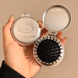 Cute Little Comb for Women, Portable Foldable Air Cushion Comb with Mirror, Integrated Massage Airbag Comb, Mini Makeup Mirror