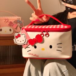 Sanrio Cosmetic Bag for Women, Portable Large-Capacity Hand-Held Skincare Product Partitioned Storage Travel Toiletry Bag 2025 New Model
