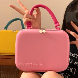 Dopamine Color-Blocking Waterproof Cosmetic Bag for Women, Large Capacity Travel Skincare Storage Bag, Portable Toiletry Case