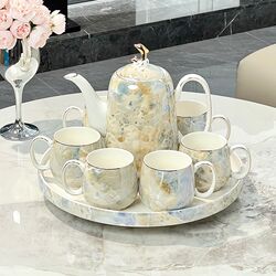 High-end ceramic tea set set for home living room water cup moving to new home wedding teapot tea cup light luxury water