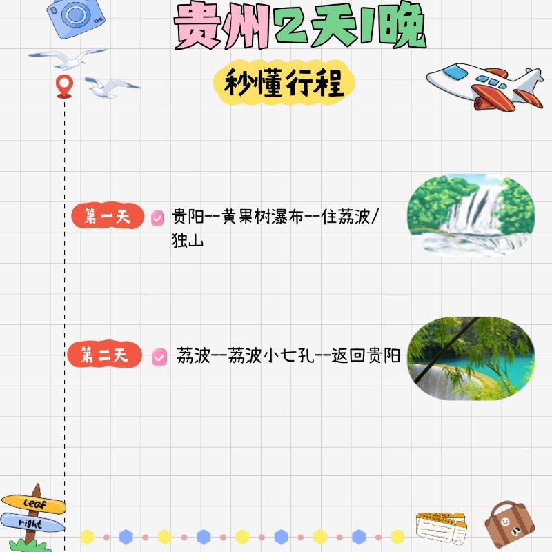 【贵州独立成团2天1晚2人起定】黄果树+荔波小七孔