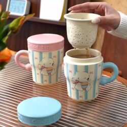 Ins-Style Cute Puppy Mug Cartoon Ceramic Cup Tea Separation Cup with Lid Tea Strainer Cup Tea Brewing Cup