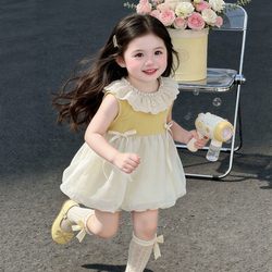 Girls' Dress 2026 Summer New Style Kidsren's Princess Dress One-Year-Old Baby Dress Super Nice Bow Skirt