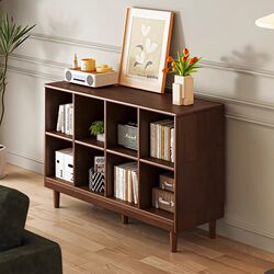 Solid Wood Cabinet Storage Cabinet American Retro Style Bookcase Living Room Grid Storage Cabinet Wall-Mounted Integrated Bookshelf Storage Rack