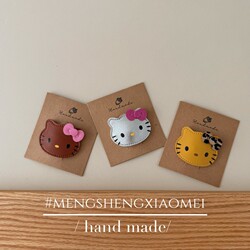 Korean Kt Cat Leather Cute Cartoon Children's Side Hair Clip Hairpin for Girls, Hair Clip for Girls' Stray Hair and Bangs, Bb Clip