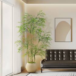 High-End Light Luxury Artificial Green Plant, Nandina Bamboo, Large Indoor Floor-Standing Ornament, Living Room Decoration, Simulated Fake Flower Tree Plant