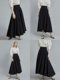 ELLE black design high-waisted skirt for women 2025 summer new layered high-quality simple slim skirt