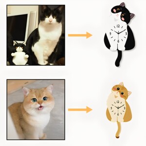 
Pet cat wall clocks, customized clocks based on drawings, pet toy clock designs, customized wall clocks for dogs