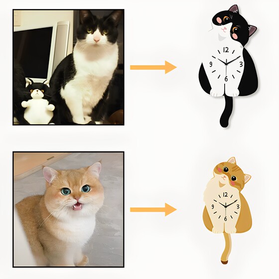 
Pet cat wall clocks, customized clocks based on drawings, pet toy clock designs, customized wall clocks for dogs