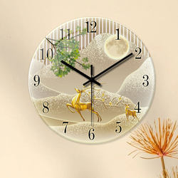 Moonlight Golden Deer Modern Minimalist Style Art Wall Clock Living Room Dining Room Decorative Quartz Clock No-Drill Silent Wall Watch