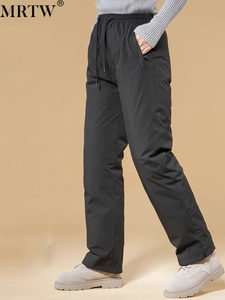 MRTW goose down down pants women wearing high -waisted women's cotton pants blocked outdoor cold and cold middle -aged and elderly thickened warm pants short
