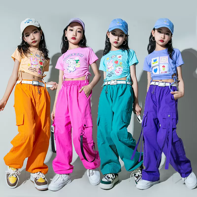 爵士舞童女服裝潮酷女孩炸街套裝hiphop街舞潮牌模特jazz走秀潮服-Taobao