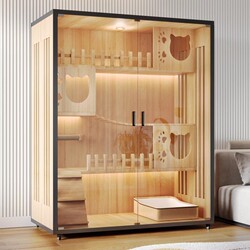 Cat Villa Cat Cage Home Indoor Cat Nest Cat House Extra Large Free Space Cat House Solid Wood Cat House Cat Cabinet