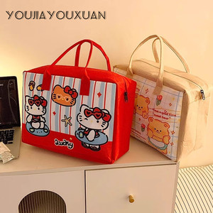 
Cartoon KT travel storage large capacity handbag travel bag with zipper lightweight trolley box felt bag