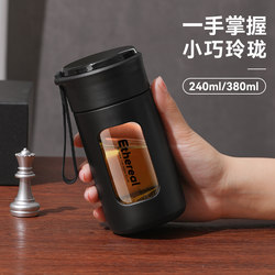 Glass Cup for Men, Mini Portable Water Cup, High Temperature Resistant, Anti-Fall, Personal Use, Double-Layer Office Tea Cup