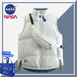 Nasa Co-Branded Reversible Jacket for Men, Autumn and Winter Trendy Thickened Warm Cotton Vest, Couple's Casual Cotton Vest