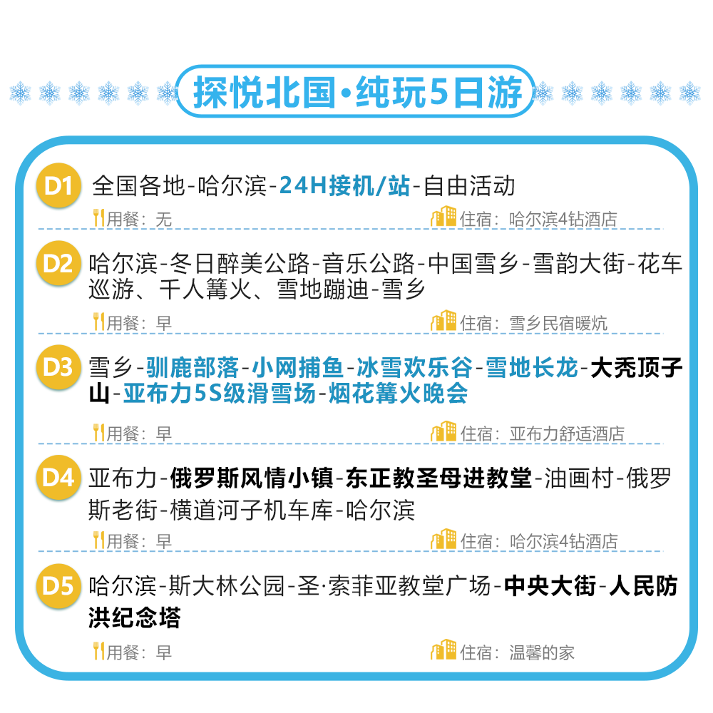 含机票8人纯玩小团 东北旅游哈尔滨雪乡亚布力5天4晚滑雪亲子跟团