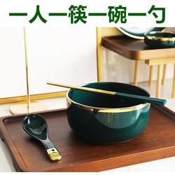 One Person, One Chopstick, One Bowl, One Spoon, Individual Set of Exquisite Tableware for Personal Use, One-Person Dining Ceramic Set