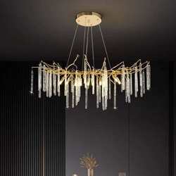Living room crystal chandeliers light luxury new simple and atmospheric bedroom restaurant villa Zhongshan lamp aluminum branch chandeliers