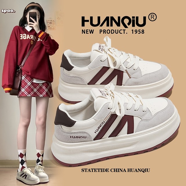 Global thick sole white shoes for women 2025 new summer student casual height-enhancing shoes niche versatile sports shoes