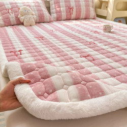 Girls' Milk Velvet Mattress Pad New Model for Bedroom Student Dormitory Single Bed Winter Fleece Bed Cover Mattress Pad Single Quilt