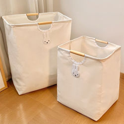 Cute Rabbit Fabric Laundry Basket for Home Use, Large Capacity, Foldable Dirty Clothes Storage Basket, Portable Laundry Hamper for Students