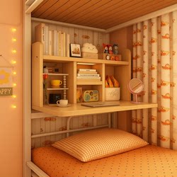 Wall-Mounted Desk for Upper Bunk, Small Apartment Student Dormitory Bedside Table, Foldable Computer Desk and Bookshelf for Bunk Beds