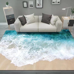 Scandinavian Style 3D Visual Effect Beach Carpet, Easy to Care for in the Living Room, Large Area That Can Be Used to Cover the Floor, Bedroom Bedside Rug