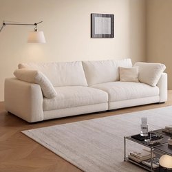 Original High-End Rhine Sofa in Cream Style, Suitable for Large and Small Apartments, with Cotton and Linen Fabric, Three-Seater, Down-Filled, Cloud Sofa for the Living Room