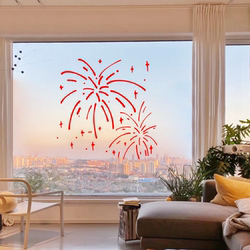 New Year Spring Festival Window Stickers Glass Decals New Year Home Living Room Bedroom Window Decoration Atmosphere Arrangement Fireworks Stickers