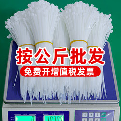 Nylon Cable Ties Wholesale by the Kilogram, Fixed Binding Ties, Black and White Large Plastic Self-Locking Clips, Easy to Pull