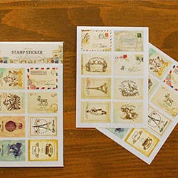 Korean Ancien Herbal Slogan Label Diary Photo Album Stamp-Style Stickers (8 Designs - 2 Pieces Included)