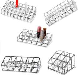 Transparent Acrylic Lipstick Display Stand Desktop Crystal Cosmetics Storage Box Multi-Hole Multi-Grid Display Rack 